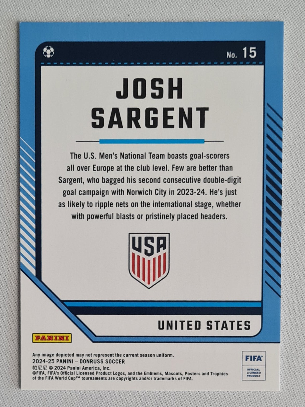 Josh Sargent - 2024/25 Panini Donruss Soccer FIFA #15