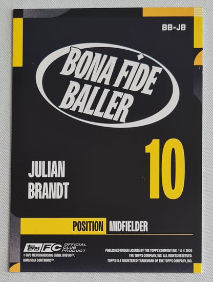 Julian Brandt - 2024 Topps FC Club Product Bona Fide Baller #BB-JB Refractor /150