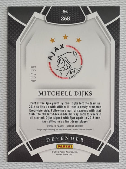 Mitchell Dijks - 2016 Panini Select Ajax Amsterdam #268 White Prizm Field Level /99