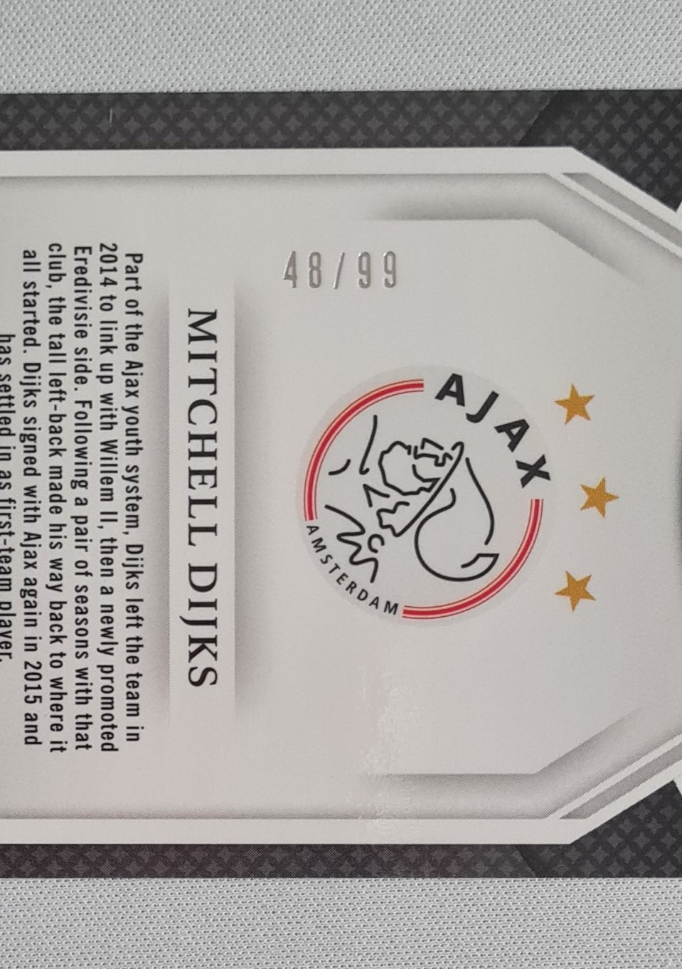 Mitchell Dijks - 2016 Panini Select Ajax Amsterdam #268 White Prizm Field Level /99