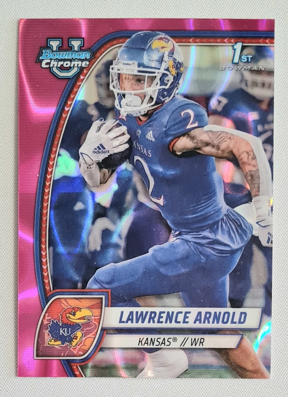 Lawrence Arnold - 2024 Topps 1st Bowman U Chrome Football - Kansas #120 Pink Lava Refractor