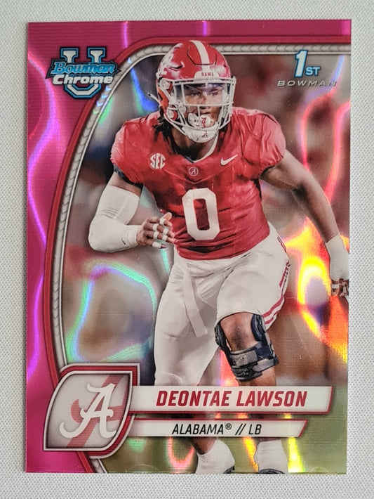 Deontae Lawson - 2024 Topps 1st Bowman U Chrome Football - Alabama #58 Pink Lava Refractor