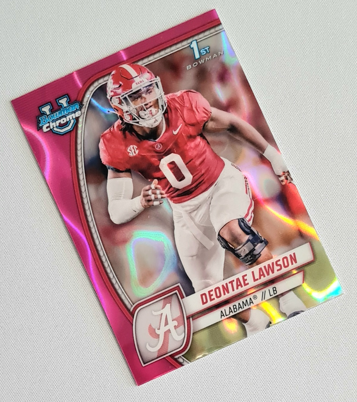 Deontae Lawson - 2024 Topps 1st Bowman U Chrome Football - Alabama #58 Pink Lava Refractor