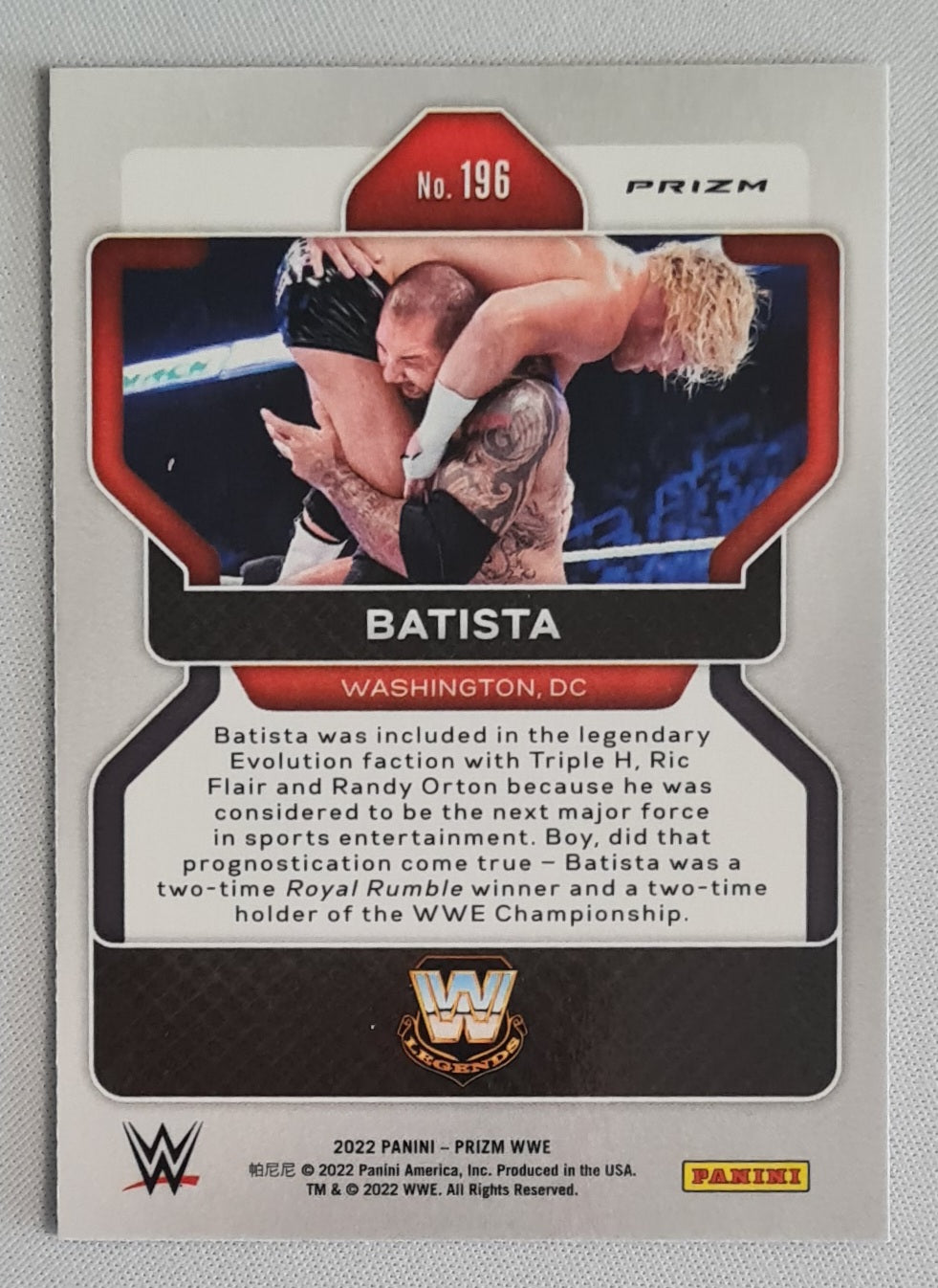 Batista - 2022 Panini Prizm WWE Wrestling Legends #196 Red White & Blue Prizm