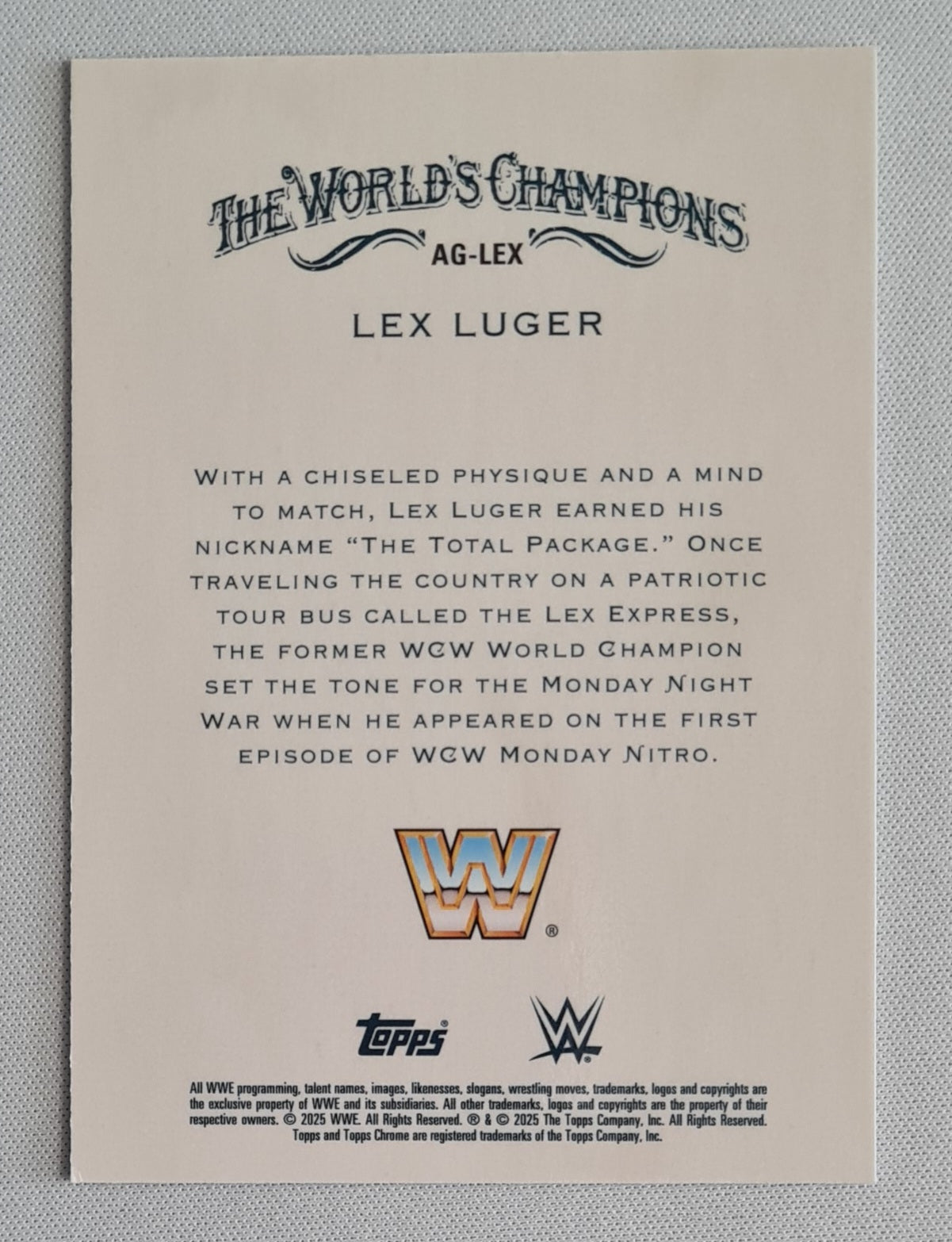 Lex Luger - 2025 Topps Chrome WWE Wrestling The Worlds Champions Allen & Ginter #AG-LEX