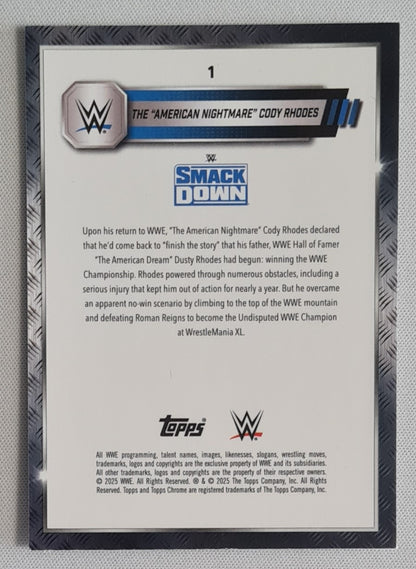 Cody Rhodes - 2025 Topps Chrome WWE Wrestling Smack Down #1