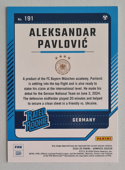 Aleksandar Pavlovic - 2024/25 Panini Donruss Soccer Team Germany FIFA Rated Rookie #191