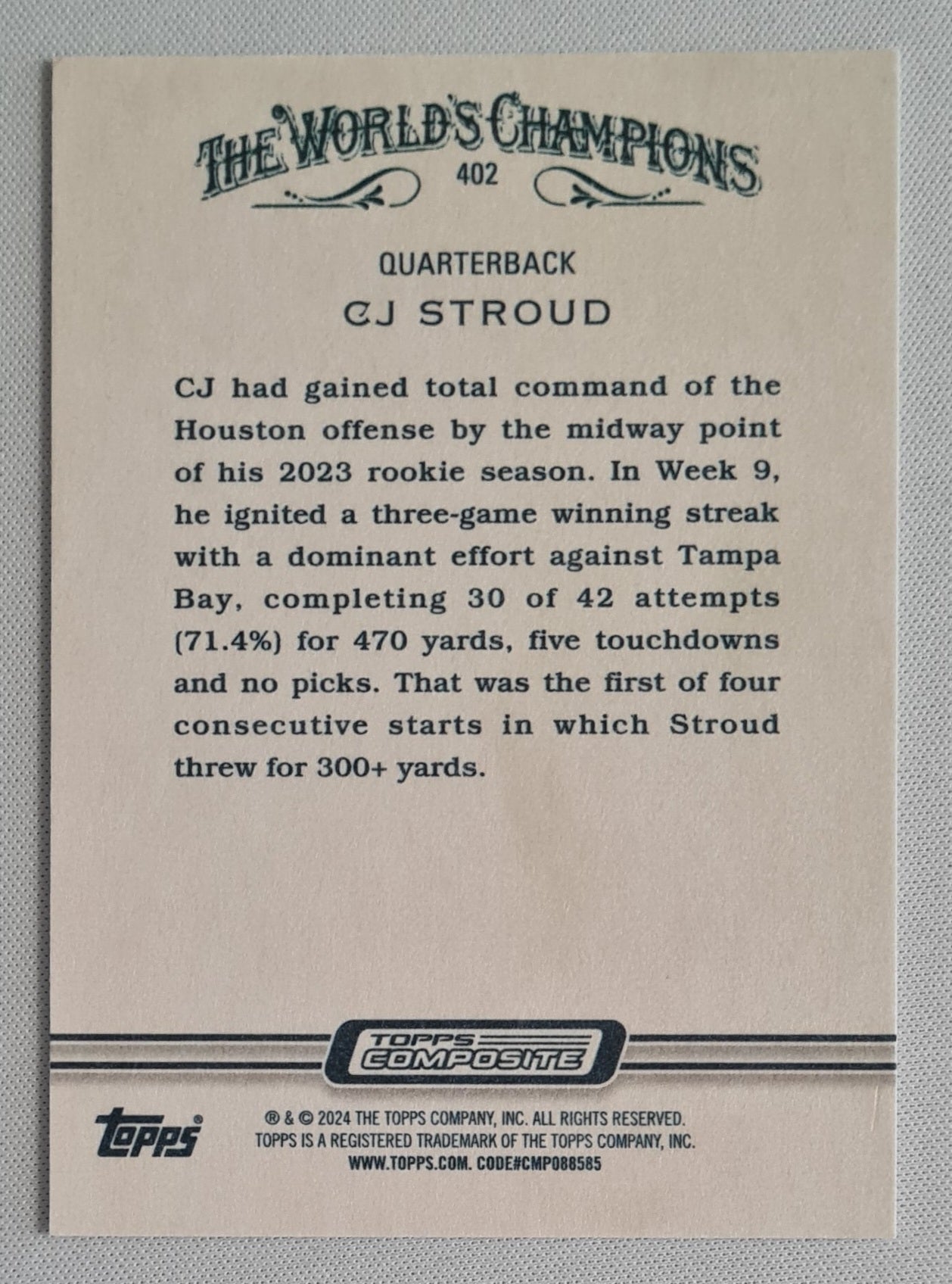CJ Stroud - 2024 Topps Composite  NFL Football The World's Champions (RC) #402