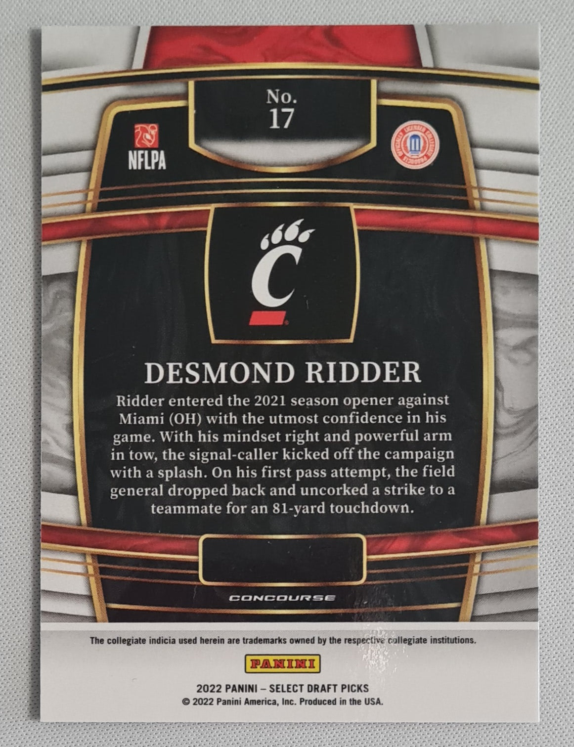Desmond Ridder - 2022 Panini Select Draft Picks Football Cincinnati (RC) #17 Concourse