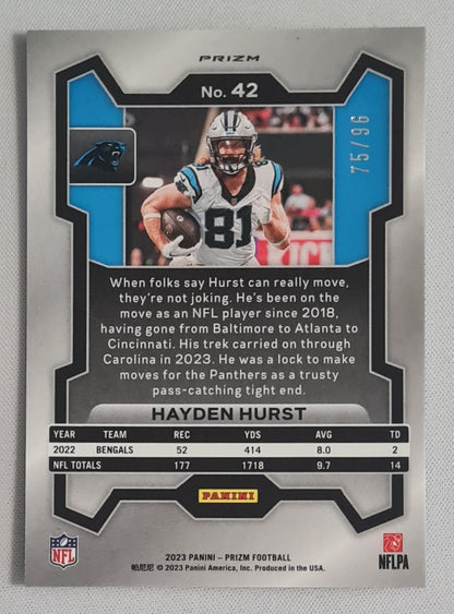 Hayden Hurst - 2023 Panini Prizm Football NFL Panthers #42 Speckle /96