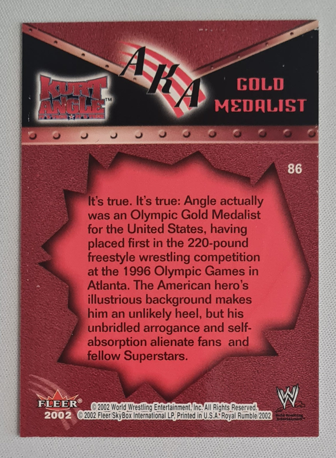 Kurt Angle - 2002 Fleer/SkyBox WWE Wrestling AKA Gold Medalist #86