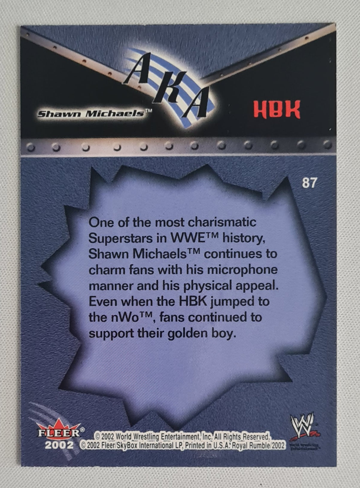 Shawn Michaels - 2002 Fleer/SkyBox WWE Wrestling AKA HBK #87