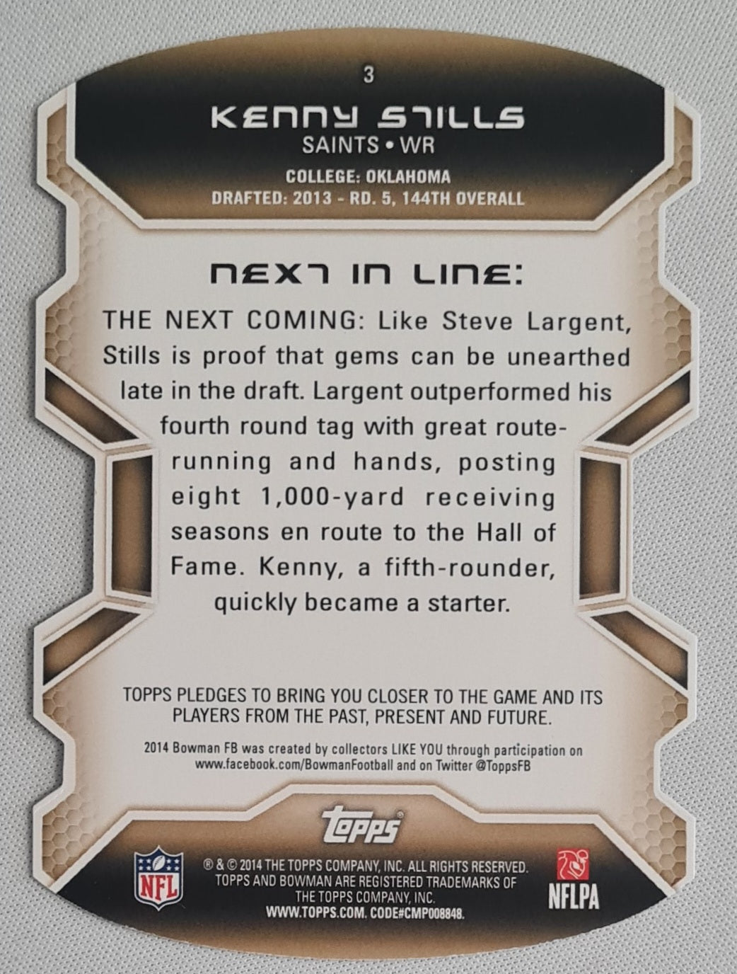 Kenny Stills - 2014 Topps Football NFL Saints #3 Die Cut