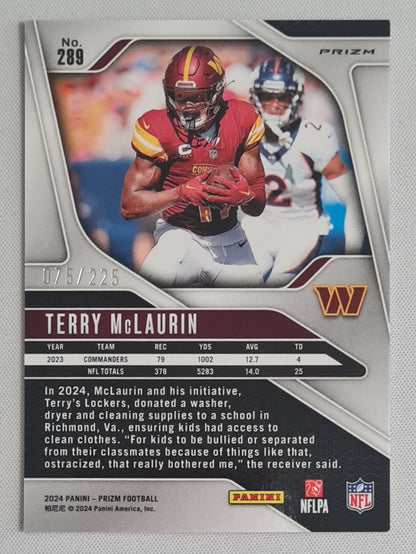 Terry McLaurin - 2024 Panini Prizm Football NFL Commanders #289 Purple Cracked Ice /225