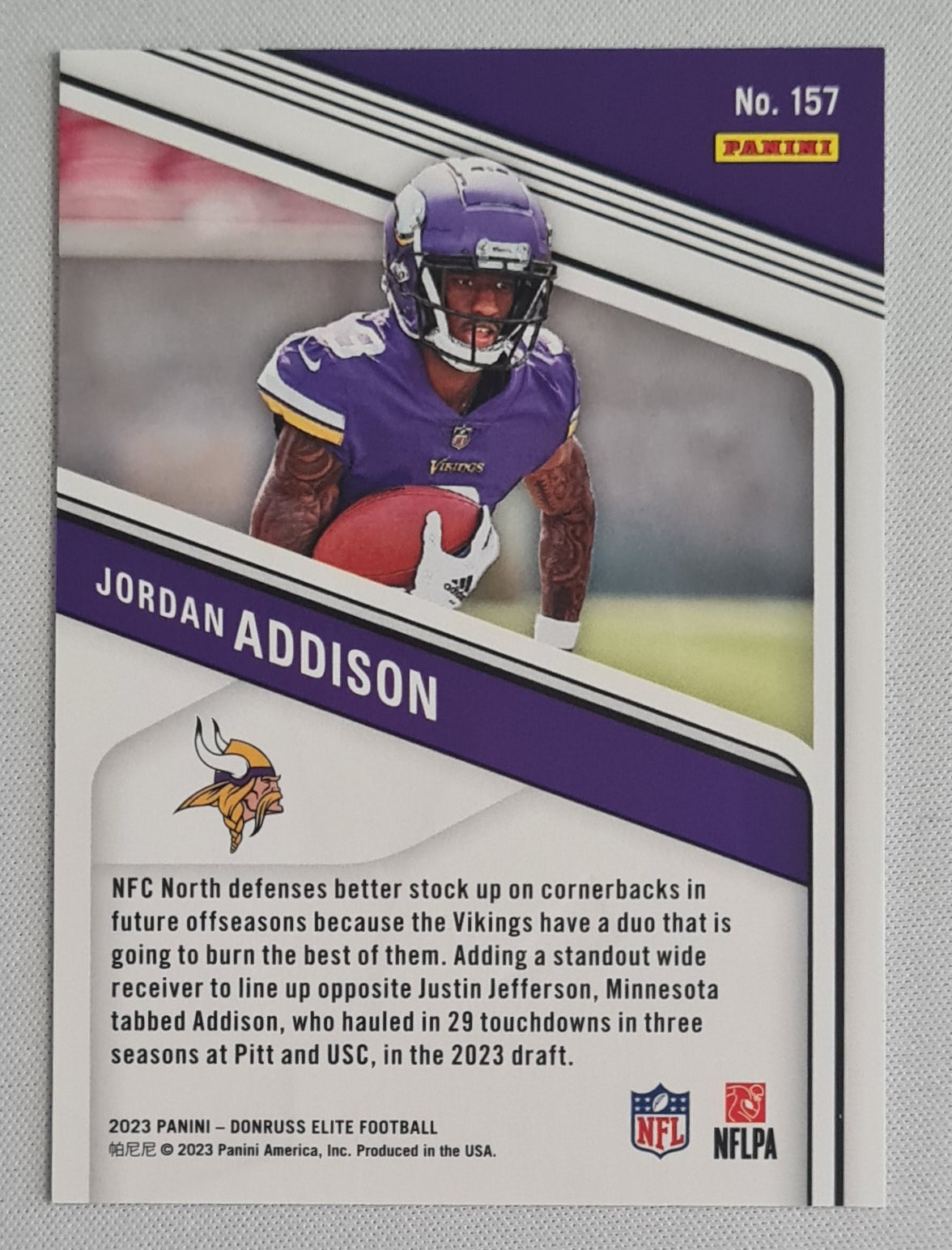Jordan Addison - 2023 Panini Donruss Elite Football NFL Vikings #157 /399