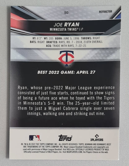 Joe Ryan - 2022 Topps Finest Baseball MLB Minnesota Twins #50 Refractor