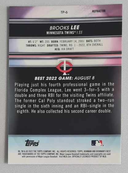 Brooks Lee - 2022 Topps Finest Baseball MLB Minnesota Twins #TP-6 Refractor