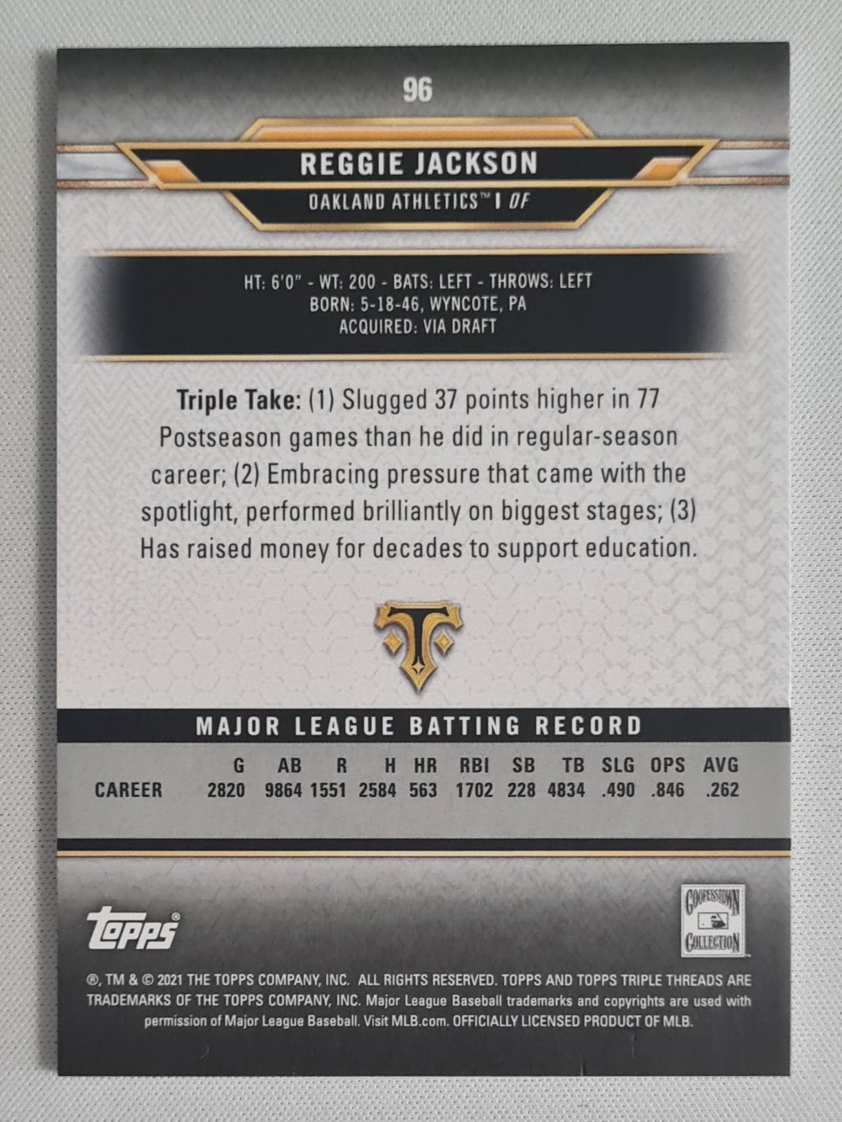 Reggie Jackson - 2021 Topps MLB Baseball Oakland Athletics #96