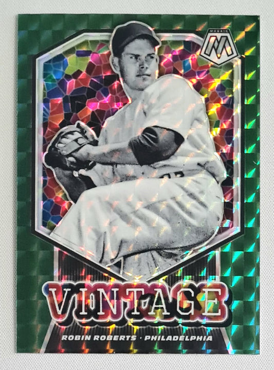 Robin Roberts - 2021 Panini Mosaic Baseball MLB Philadelphia VINTAGE #V6 Green Prizm