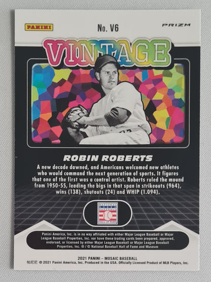 Robin Roberts - 2021 Panini Mosaic Baseball MLB Philadelphia VINTAGE #V6 Green Prizm