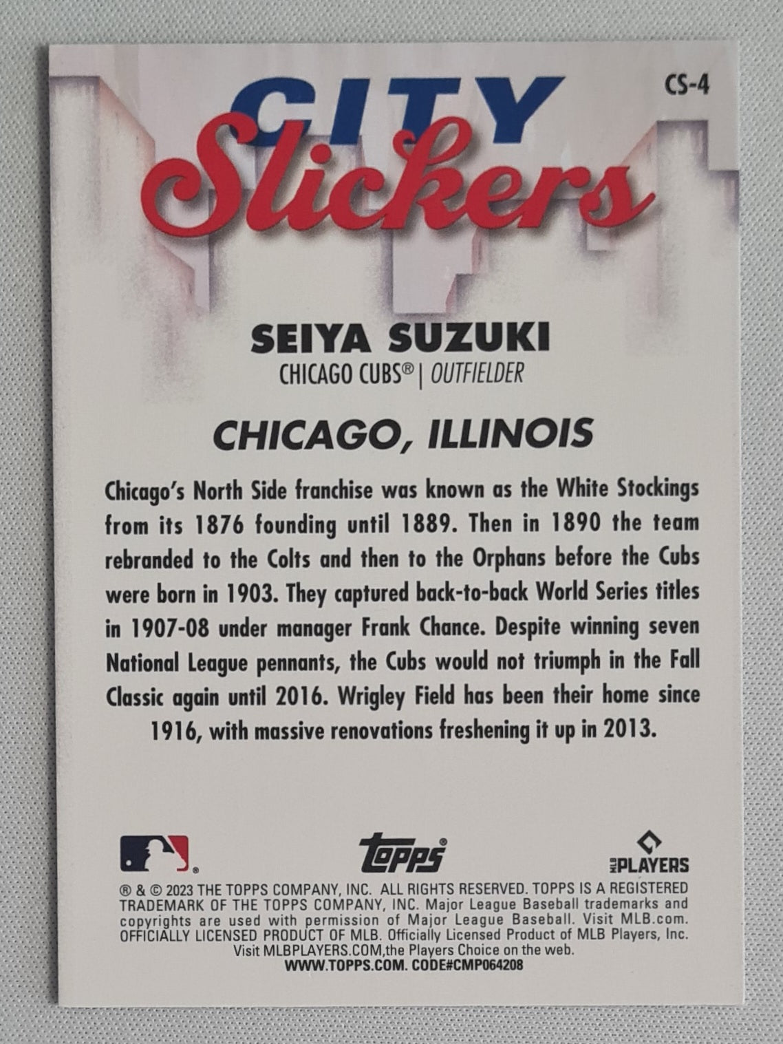 Seiya Suzuki - 2023 Topps MLB Baseball CITY SLICKERS #CS-4