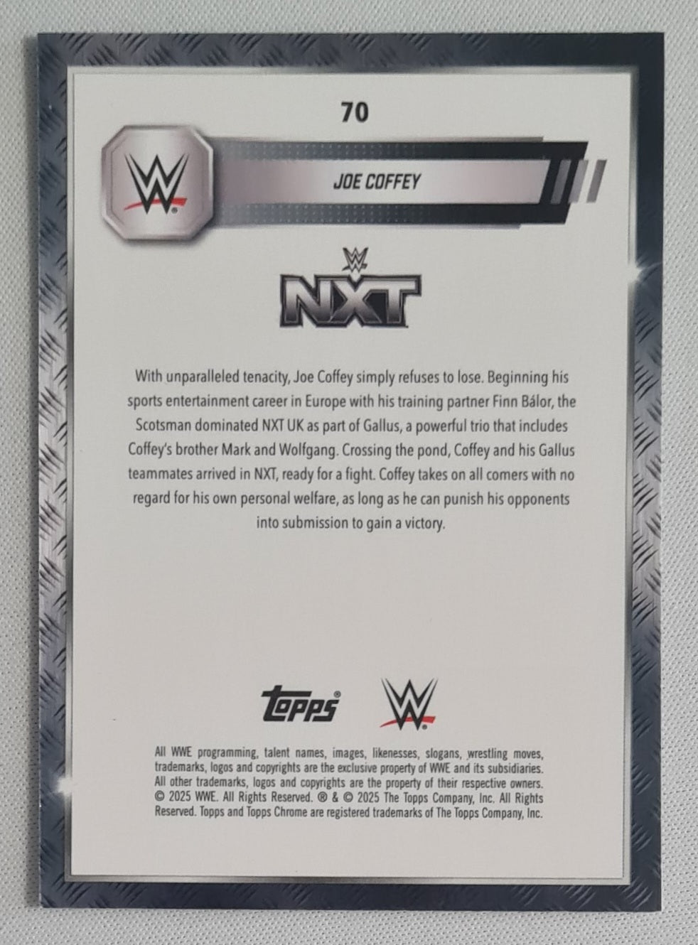 Joe Coffey - 2025 Topps Chrome WWE Wrestling NXT #70 Refractor