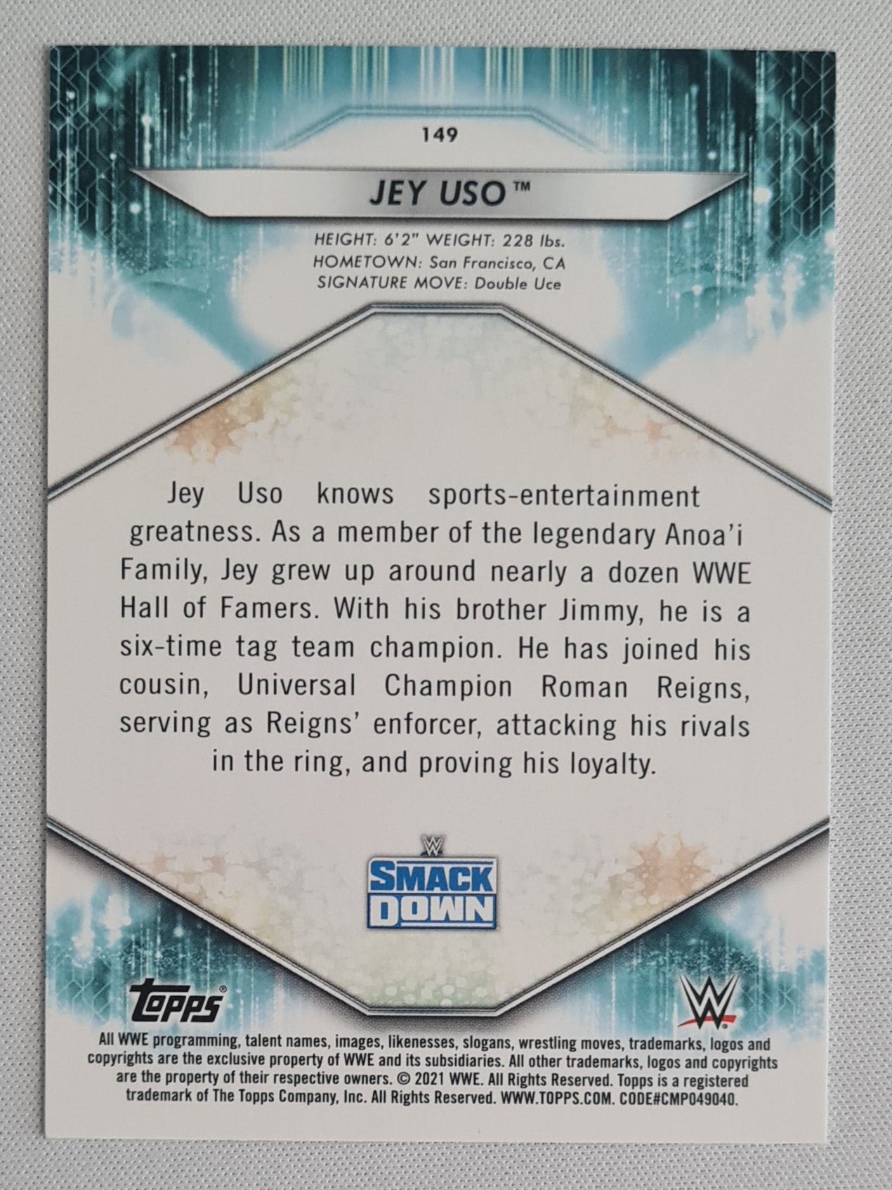 Jey Uso - 2021 Topps WWE Wrestling SMACK DOWN #149
