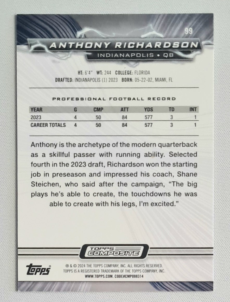 Anthony Richardson - 2024 Topps NFL Football Indianapolis Colts (RC) #99
