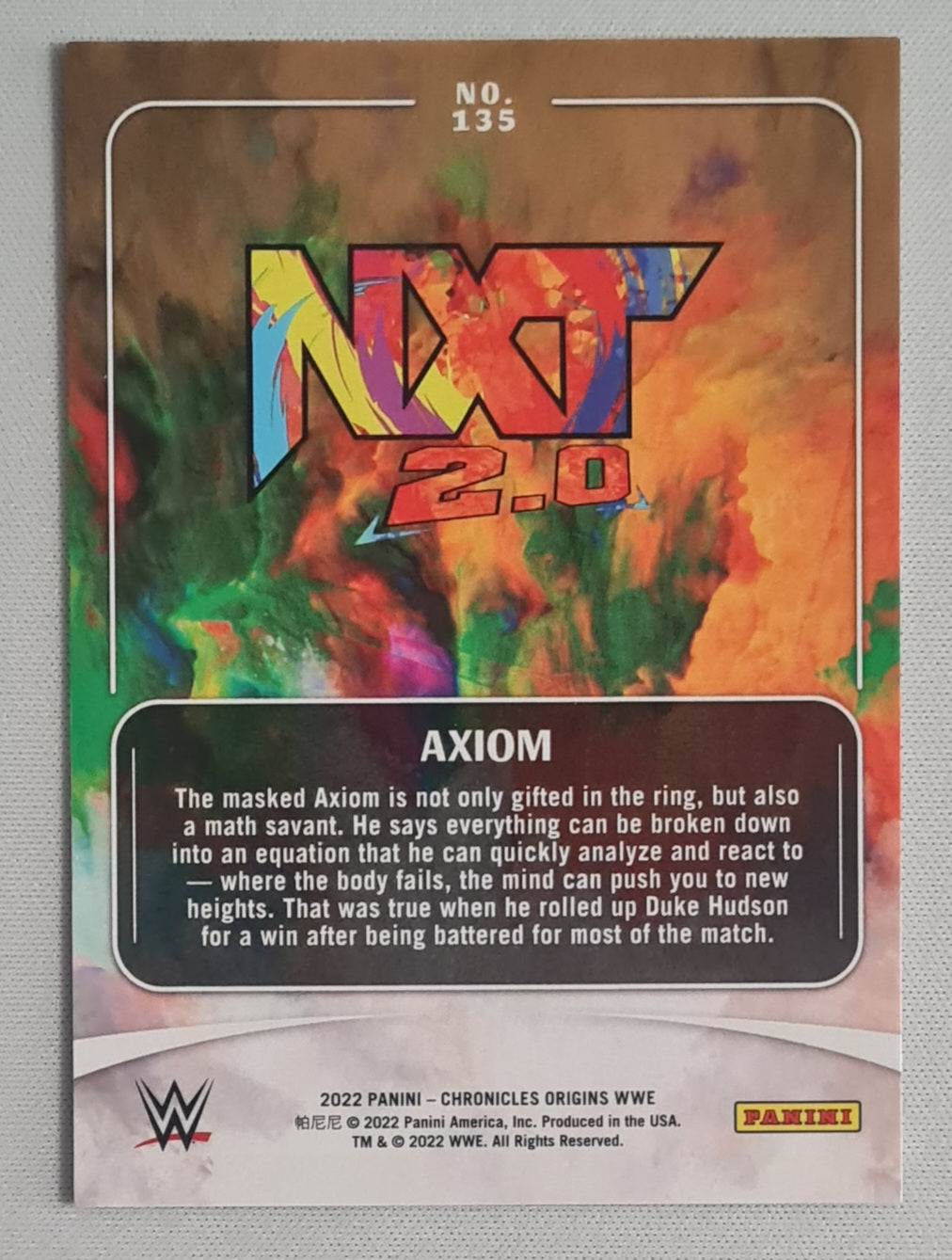 Axiom - 2022 Panini Chronicles Origins WWE Wrestling NXT2.0 #135