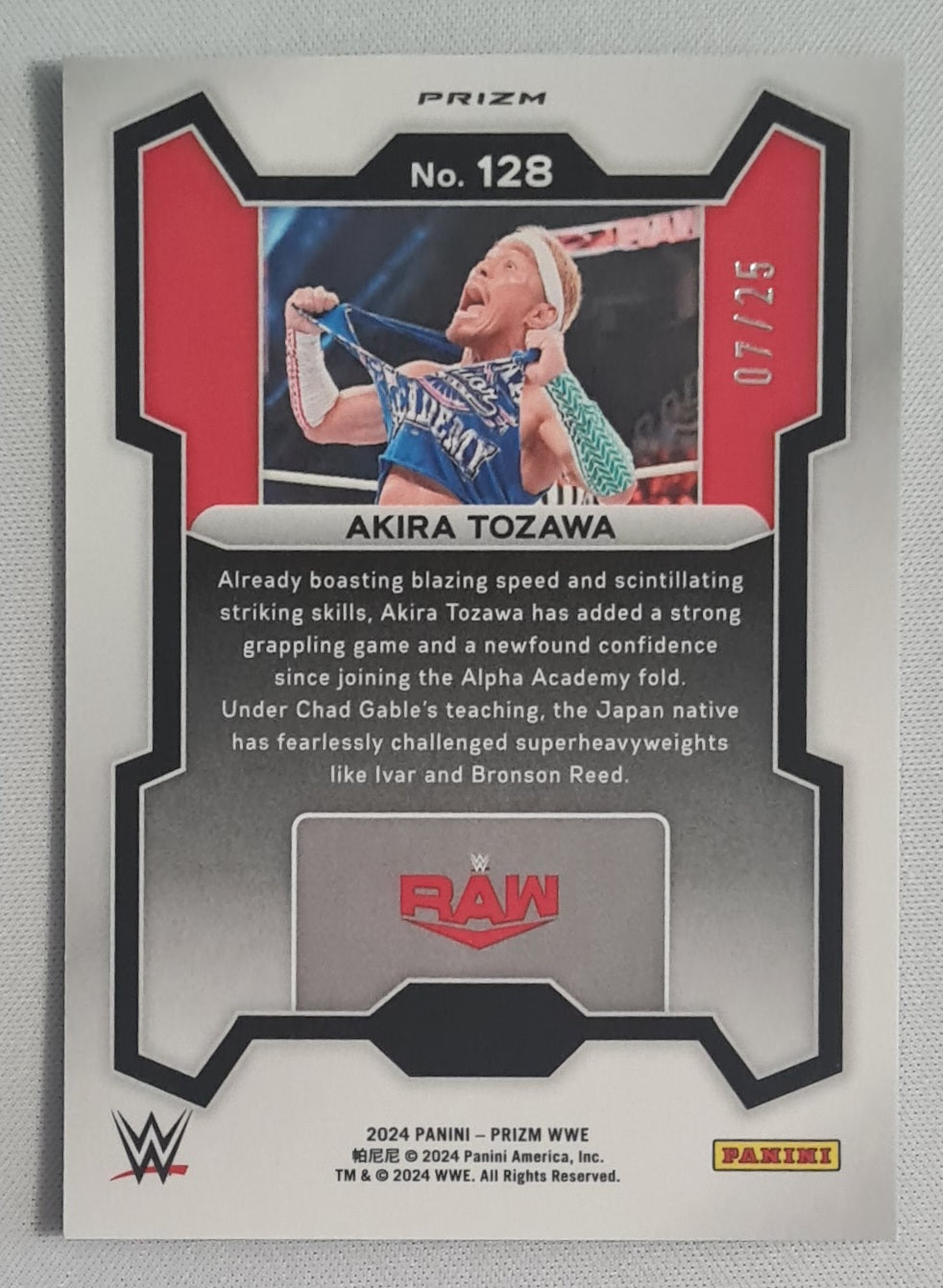 Akira Tozawa - 2024 Panini Prizm WWE Wrestling RAW #128 Green /25
