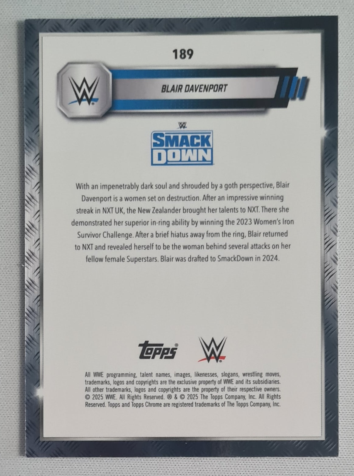 Blair Davenport - 2025 Topps Chrome WWE Wrestling SMACK DOWN #189