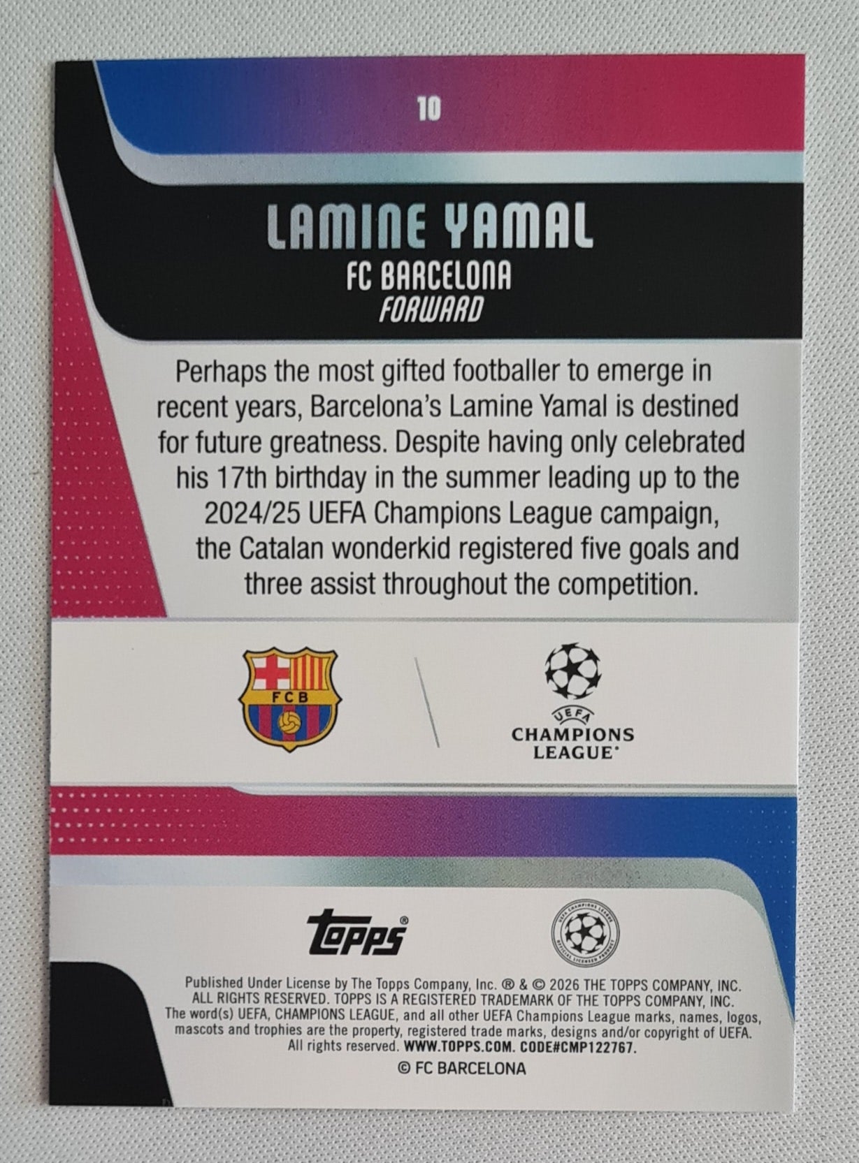Lamine Yamal - 2026 Topps UCL Team of the Season FC Barcelona #10