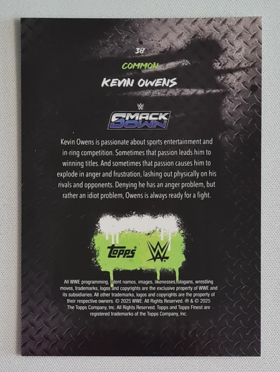 Kevin Owens - 2025 Topps Finest WWE Wrestling SMACK DOWN #38 Common