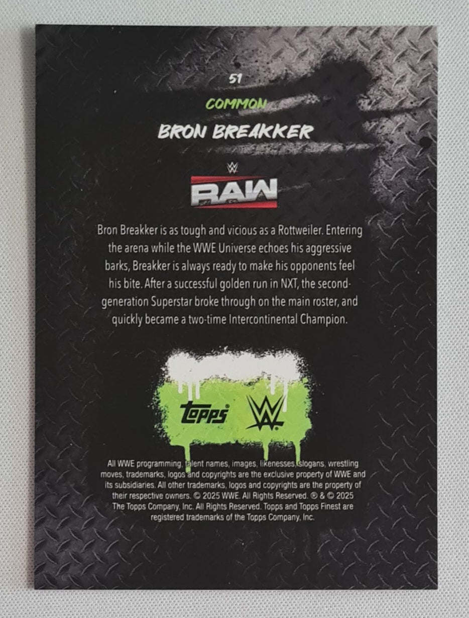 Bron Breakker - 2025 Topps Finest WWE Wrestling RAW #51 Common