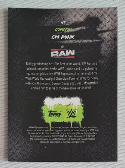 CM Punk - 2025 Topps Finest WWE Wrestling RAW #47 Common