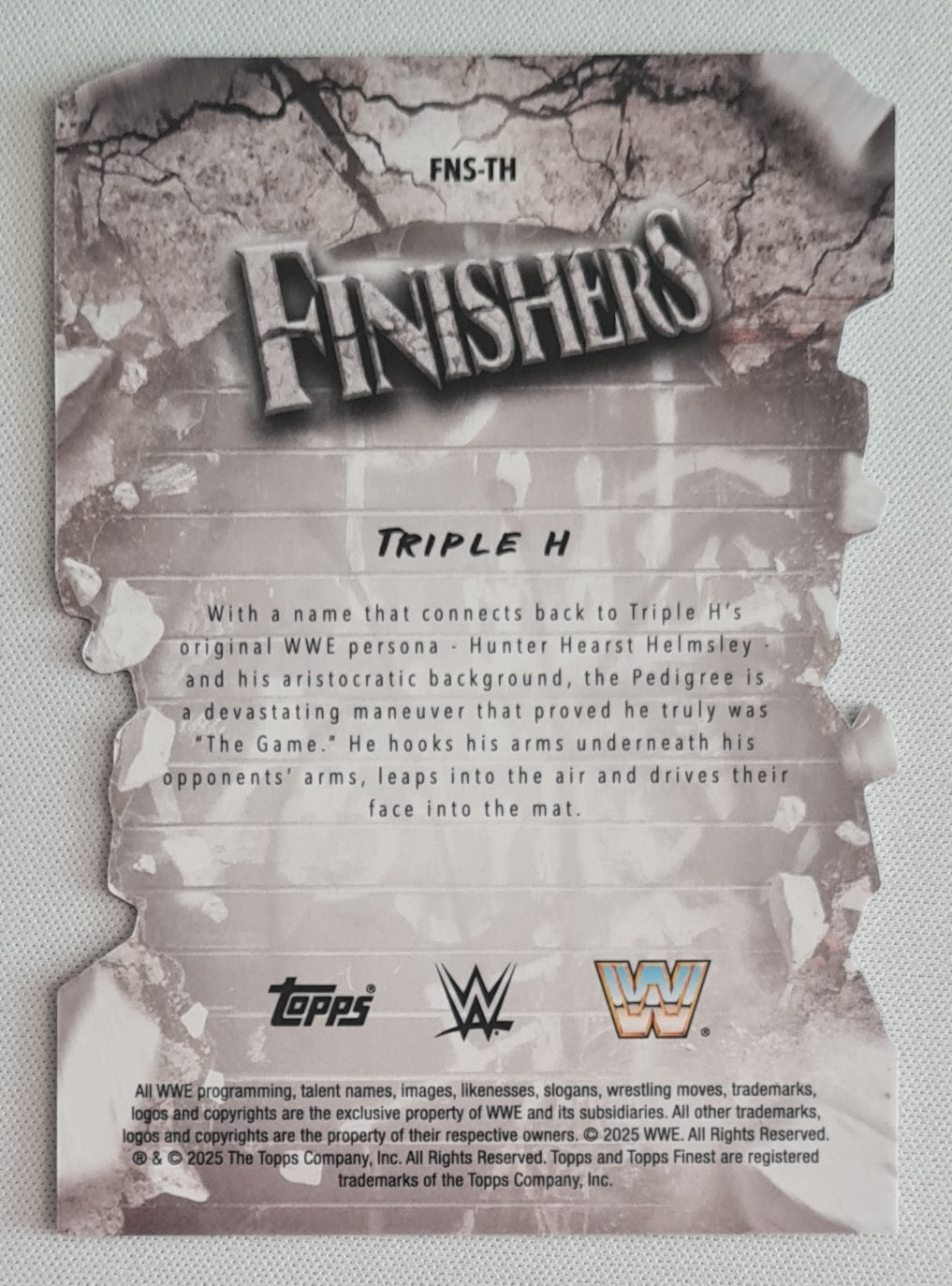 Triple H - 2025 Topps Finest WWE Wrestling FINISHERS #FNS-TH Die Cut /75