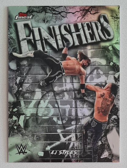AJ Styles - 2025 Topps Finest WWE Wrestling FINISHERS #FNS-AJ Refractor