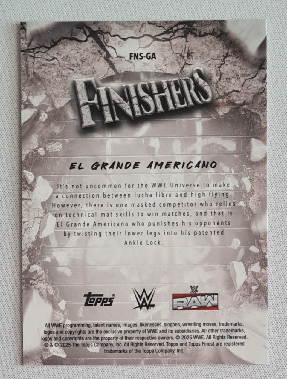 El Grande Americano - 2025 Topps Finest WWE Wrestling FINISHERS #FNS-GA