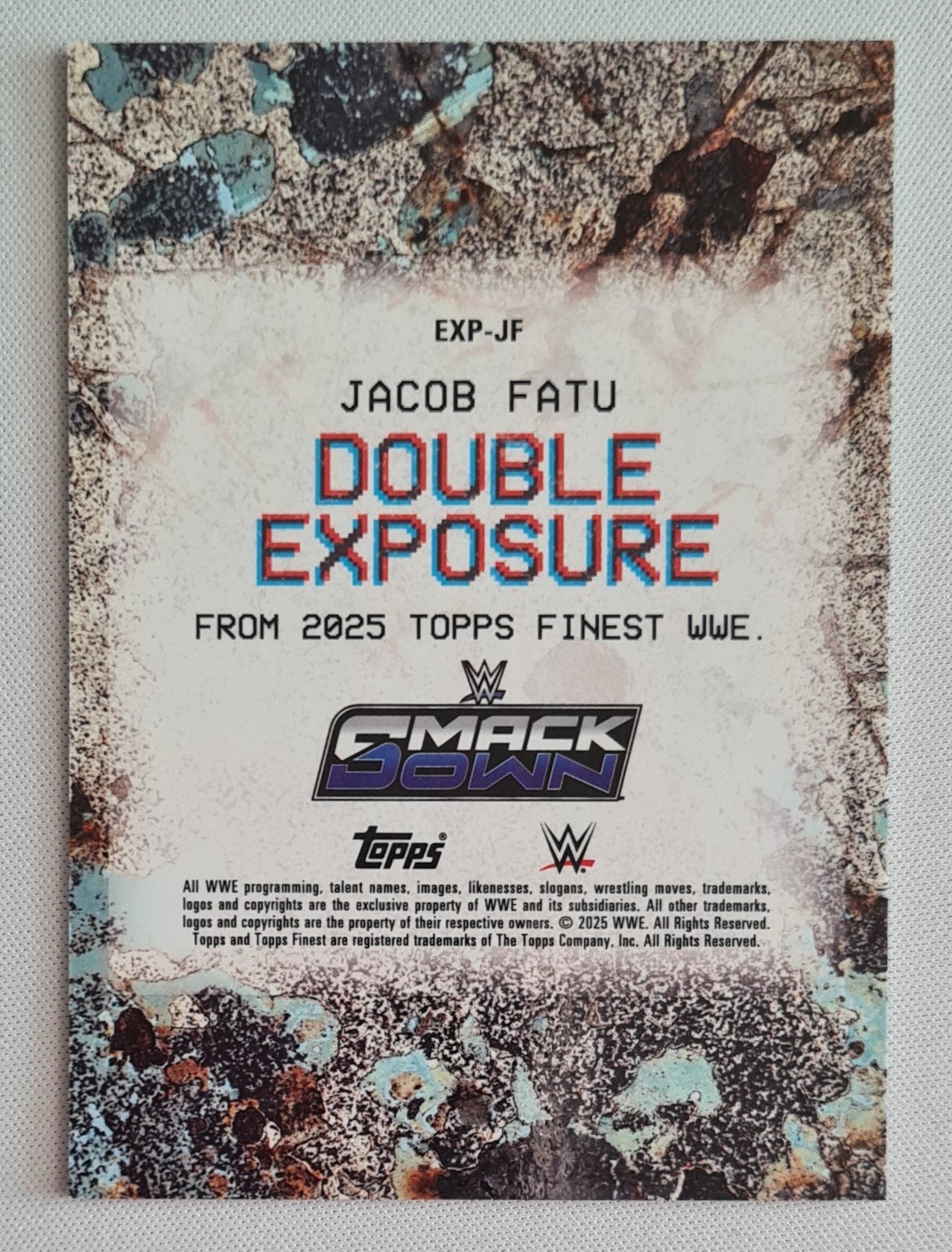 Jacob Fatu - 2025 Topps Finest WWE Wrestling DOUBLE EXPOSURE SMACK DOWN #EXP-JF - SP CASE HIT