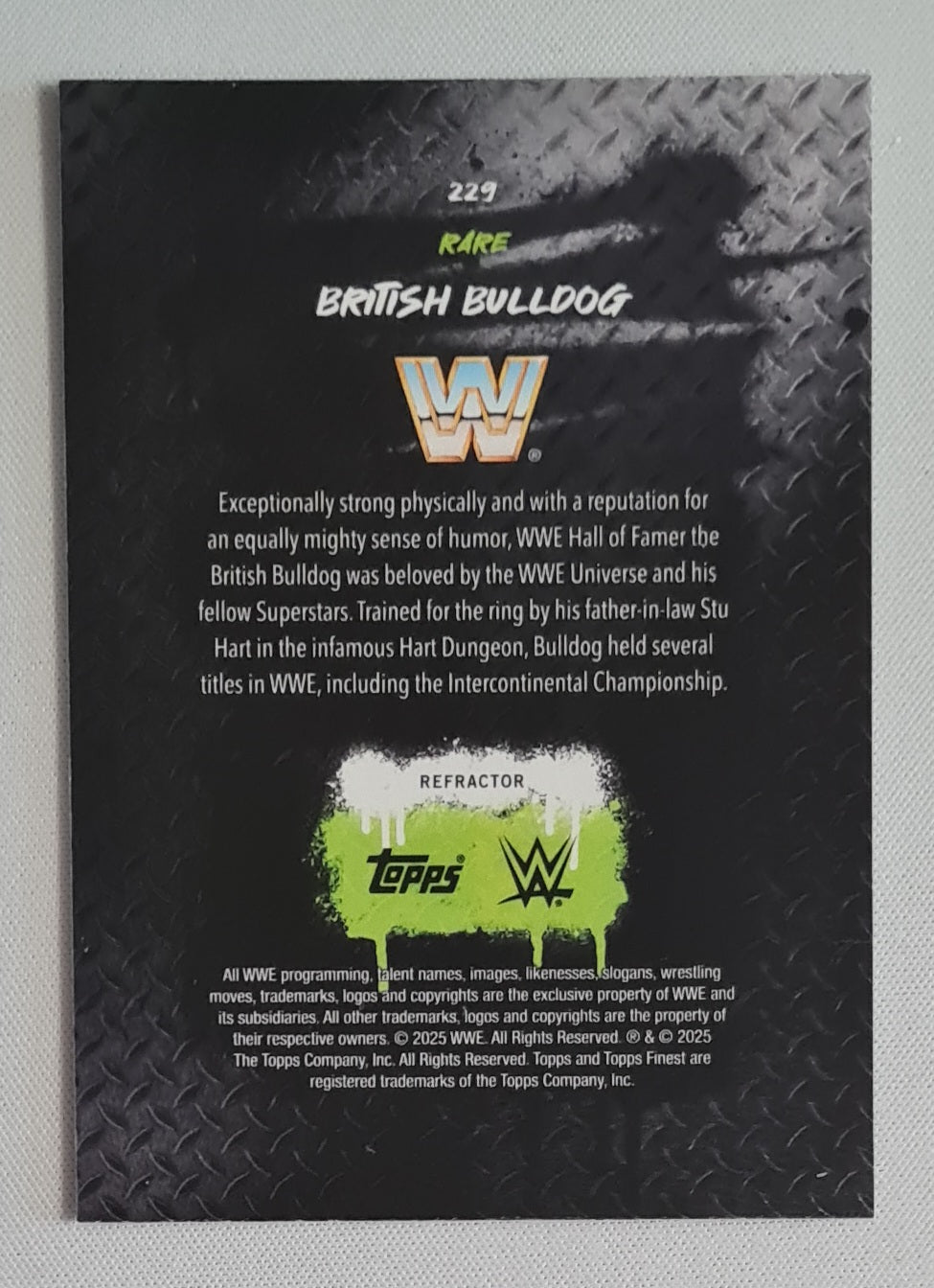 British Bulldog - 2025 Topps Finest WWE Wrestling #229 Rare Attitued Refractor