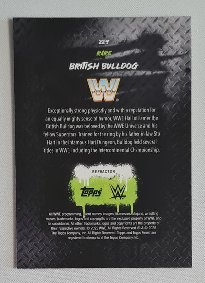 British Bulldog - 2025 Topps Finest WWE Wrestling #229 Rare Attitued Refractor