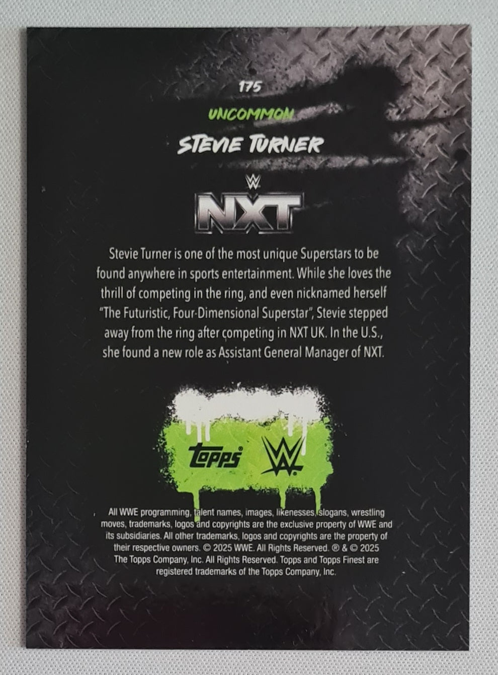 Stevie Turner - 2025 Topps Finest WWE Wrestling NXT #175 Uncommon Blue Checkerboard Refractor /75