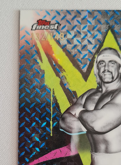 Hulk Hogan - 2025 Topps Finest WWE Wrestling #85 Common Blue Checkerboard Refractor /149