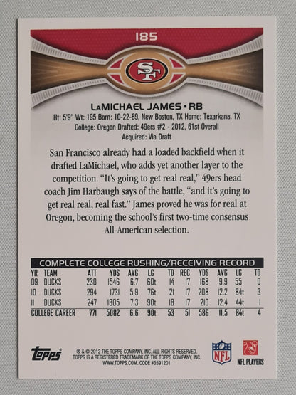 LaMichael James - 2012 Topps NFL Football 49ers (RC) #185