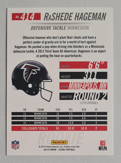 RaShede Hageman - 2014 Panini Score Football NFL Falcons (RC) #414