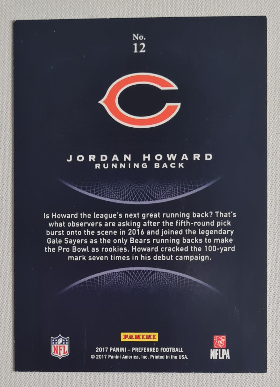 Jordan Howard - 2017 Panini Prefered Football NFL Chicago Bears #12