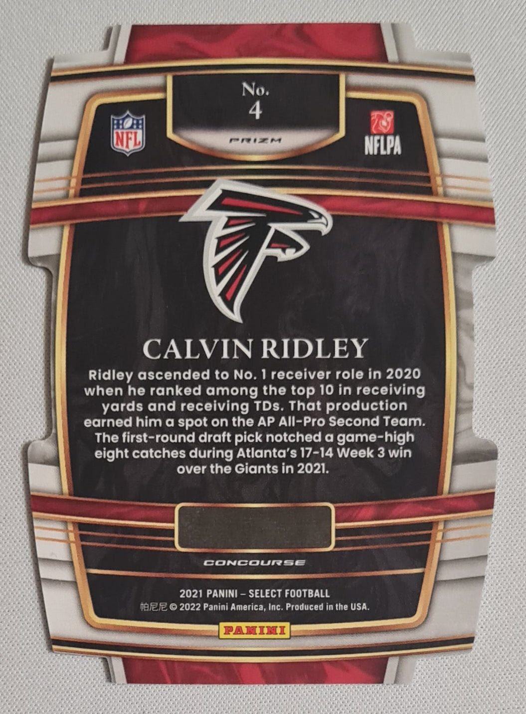 Calvin Ridley - 2021 Panini Select Football NFL Atlanta Falcons #4 Refractor Die Cut