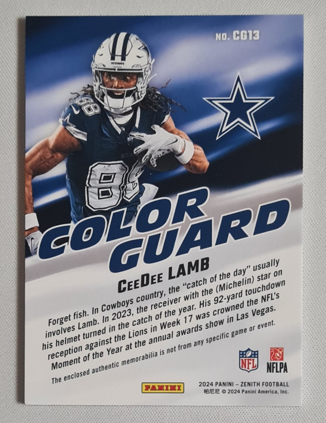 CeeDee Lamb - 2024 Panini Zenith Football NFL Dallas Cowboys #CG13 /Patch