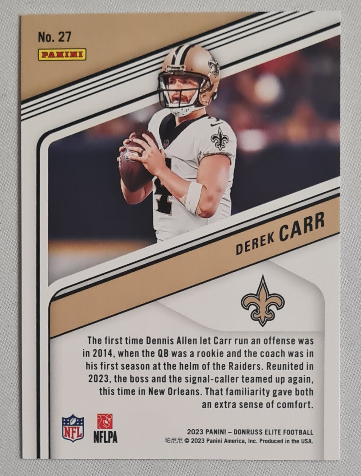 Derek Carr - 2023 Donruss Elite NFL Football Saints #27