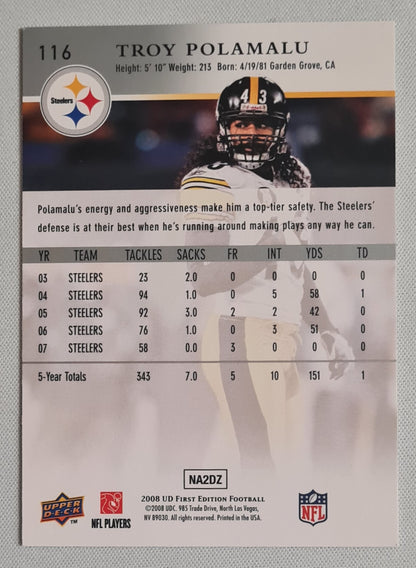 Troy Polamalu - 2008 Upper Deck First Edition Football NFL Steelers #116